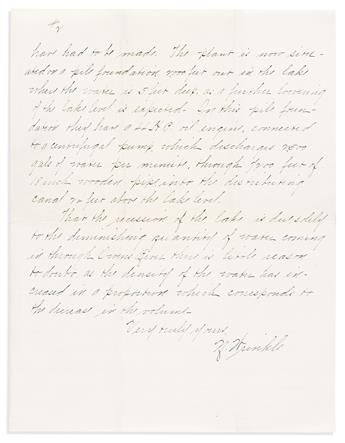 (CALIFORNIA.) Noah Wrinkle. Letter describing the dropping water level at Owens Lake long before it was drained by the Aqueduct.